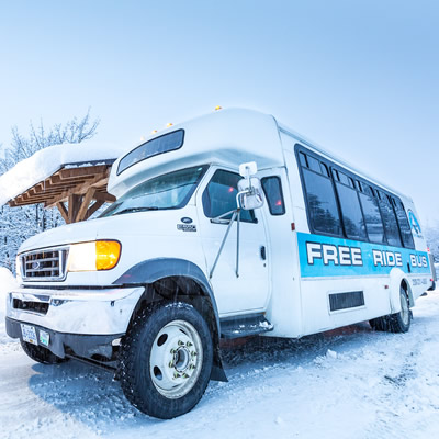 This free winter shuttle bus runs between Rossland and Red Mountain Resort.