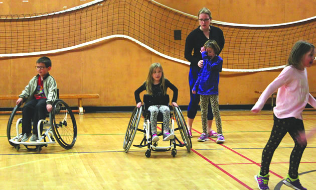Students at Gordon Terrace Elementary school in Cranbrook participate in lunch-hour Inclusive Physical Literacy activities.