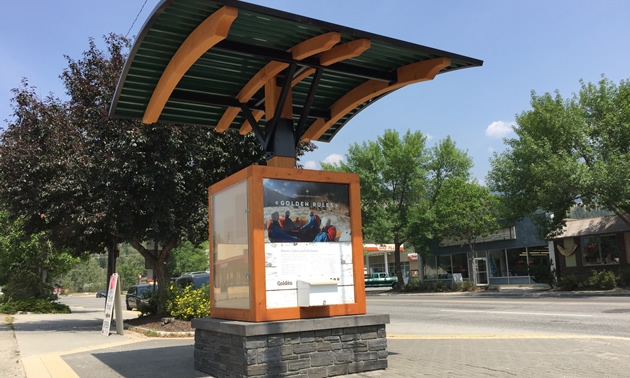 Attractive information kiosks have been placed in downtown Golden, B.C. to assist and inform tourists.