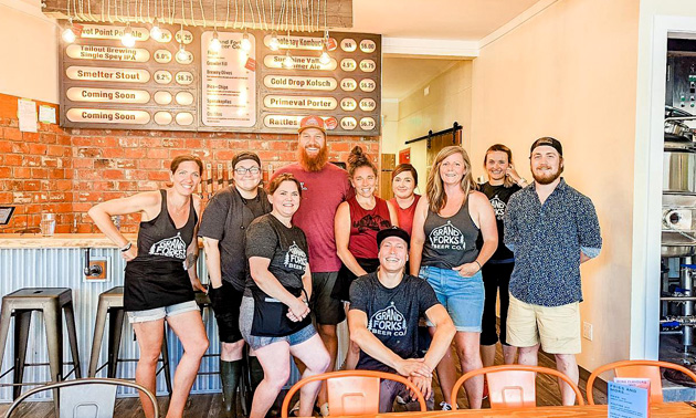 Group shot of Grand Fork Beer Co. employees. 