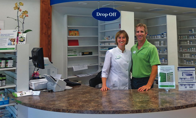 Michelle and Andy Gray in their new pharmacy, Gray’s Compounding Pharmacy Remedy’s RX