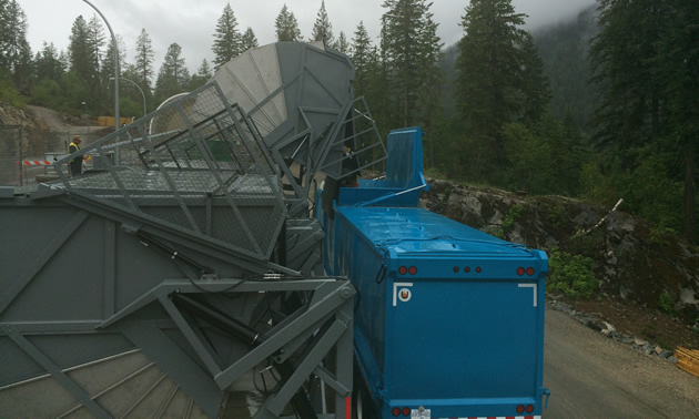 Garbage transfer equipment at the new Grohman Narrows Transfer Station in Nelson, B.C.