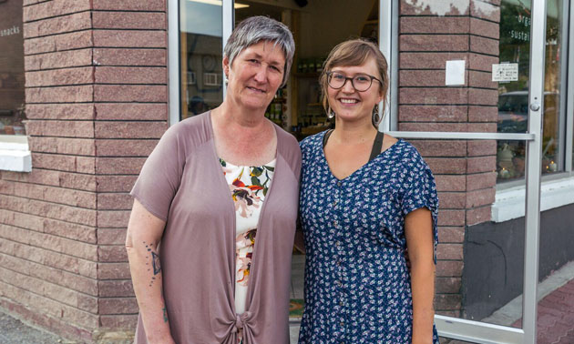 Alicia and Nicola Herman stand in front of their storefront, Grow Tea & Elixir Corner in Kimberley, B.C.