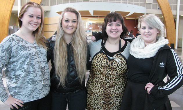 Jamie, Haley, Jane and Mercedes are students in the Ace It Hairstyling program at College of the Rockies.