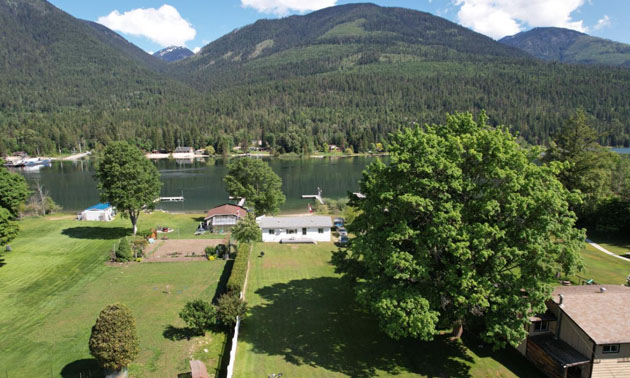 Scenic lake and mountain vista. 