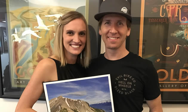 Lolli and David Gagnon of Golden, B.C., display two awards presented to their business, Higher Ground Sports.