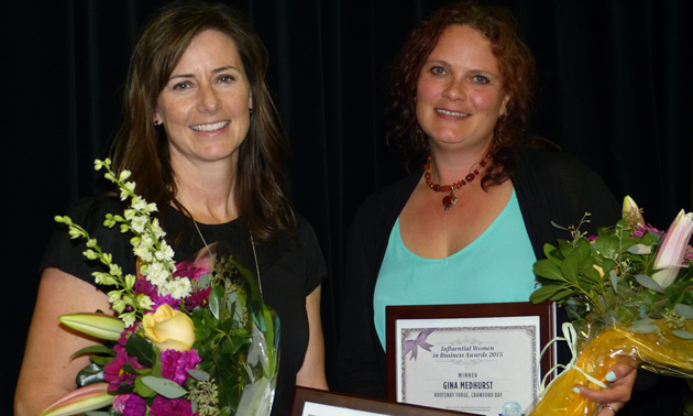 Christie Kennedy and Gina Medhurst received Influential Women in Business (East Kootenay) awards for 2015.