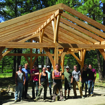 A timber frame pavillion that was installed earlier this year at Idlewild Park by College Carpentry students. 