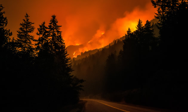 A wildfire in Syringa Creek, Kootenays, B.C. in August, 2018.