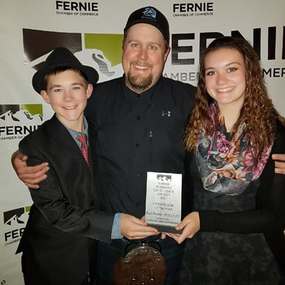 Ryan Doehle of Isoceles IT (pictured here with his family) was named Fernie Chamber of Commerce's Entrepreneur of the Year for 2017.