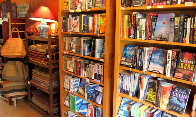 Photo of shelves lined with books