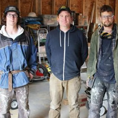 Warfield’s Jinjoe Construction is one of the West Kootenay companies that helps Selkirk College trades students earn their Red Seal ticket. (L-R) Apprentice Levi Schwarzer, company owner Jonathan Jinjoe and carpentry Journeyperson James Benson are currently working on a residential retrofit in Rossland.