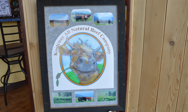 Logo of Kootenay All Natural Beef Company—a cartoon cow's head/face