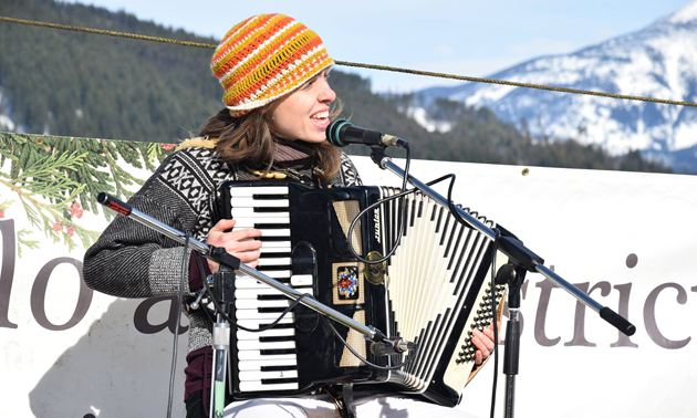 Accordion player at Winter in the Forest Festival. 