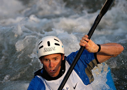 Championship Kayaker Scott Shipley fighting the rapids.