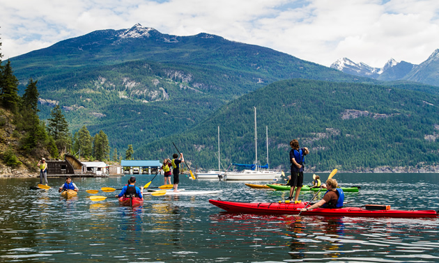 Kayakers on Kaslo Bay