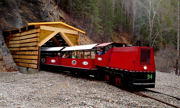 Mining railway cars, red in colour. 