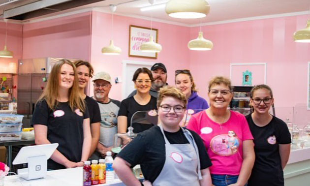 Klapp family inside store. 