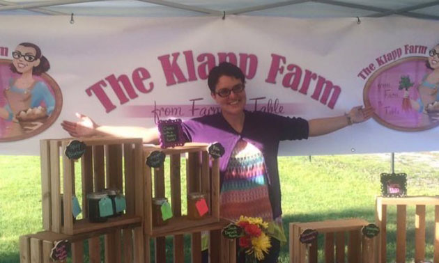 Candice Klapp at Farmers Market stall. 