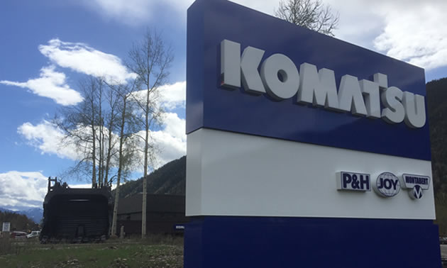 New high visibility signage greets Komatsu customers in Sparwood. 