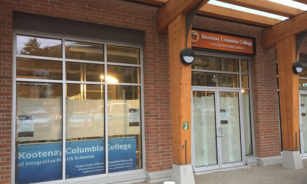 Picture of the front door and window of the new Kootenay Columbia College location. 