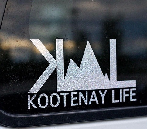 Kootenay Life sticker on car bumper. 