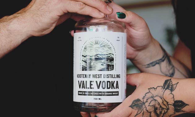 Close-up of Vale Vodka product