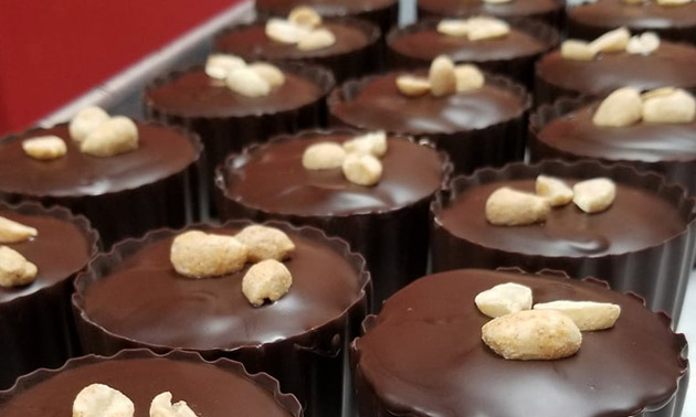 Tray of giant peanut butter cups. 