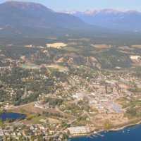 Aerial view of the town of Invermere.
