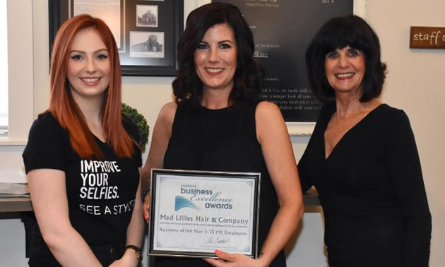 Makenzie Yates, Jodi Yates and Marilyn McGovern, whose new business was nominated for Business of the Year by the Cranbrook Chamber of Commerce.