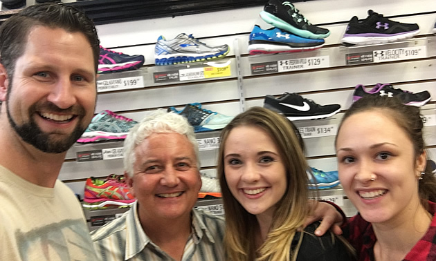 Mike Balance, Dale Donaldson, Christina Champlin and Cassandra Urbshas of Mallard's Source for Sports in Nelson, B.C.