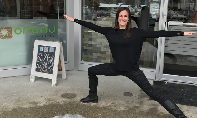 Mandy Chutskoff of Oranj Express fitness studio teaches yoga classes and encourages general fitness