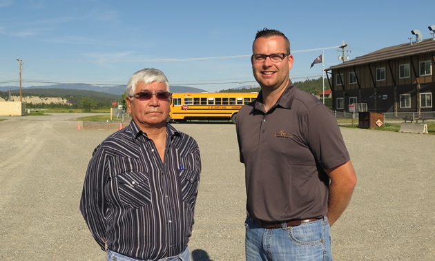 Marty Williams, councillor for the ?aq?am Community, and Chase Thielen of Silverado Construction