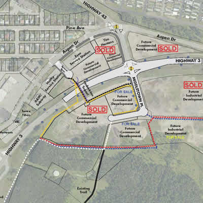 The Middletown Crossing site map shows the improvements that have been done at the intersection of Highways 3 and 43 in Sparwood.