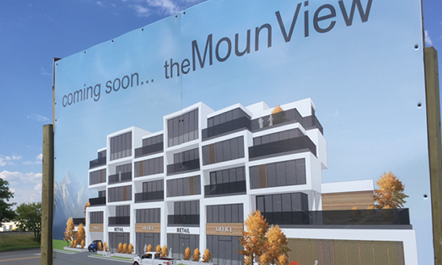 A sign for a potential development called MounView