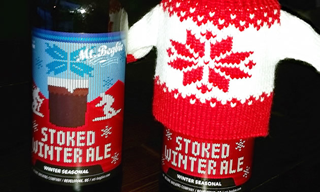Two cans of Mt. Begbie Brewing Company's Stoked Winter Ale. 