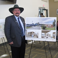 KERHD Chair John Kettle and representatives from Interior Health reveal the conceptual drawings for the new ICU project during a recent KERHD Board meeting.