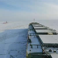 Photo of Nordic Orion bulk carrier traversing through the Northwest Passage