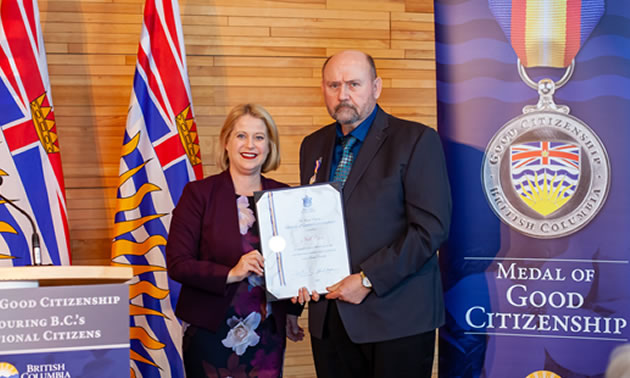 Neil Cook of Cranbrook receives the BC Medal of Good Citizenship. 