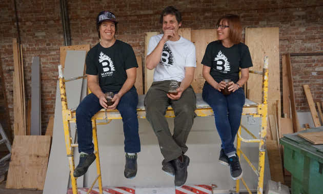 The Backroads Brewing Company is excited to share their brews with Nelson and the West Kootenay. (From L to R) Brent Malysh-CEO, Mike Kelly-Brewmaster,  Tracey Brown-CFO. 