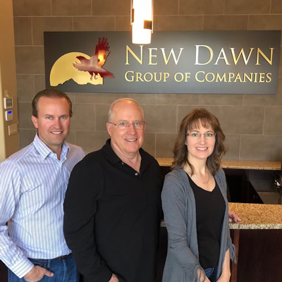 (L to R) Chad, Rick and Leanne Jensen are partners in the New Dawn Group of Companies.
