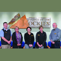 College of the Rockies’ Board of Governors welcomes new members (l-r) Jesse Nicholas, Wilda Schab, Cindy Yates, Krys Sikora, and Steen Jorgensen.