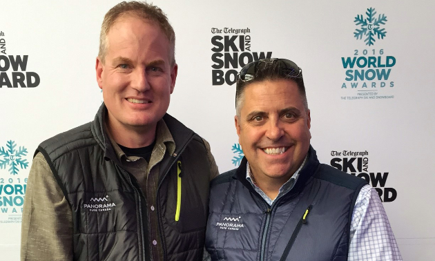 (L to R) Marke Dickson and Steve Paccagnan of Panorama Mountain Resort accept the award for North American Resort of the Year in London, U.K., at The Telegraph Ski and Snowboard Show.