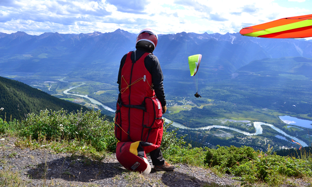 Mount 7 in Golden, B.C., is a popular launch site for person-powered flight.