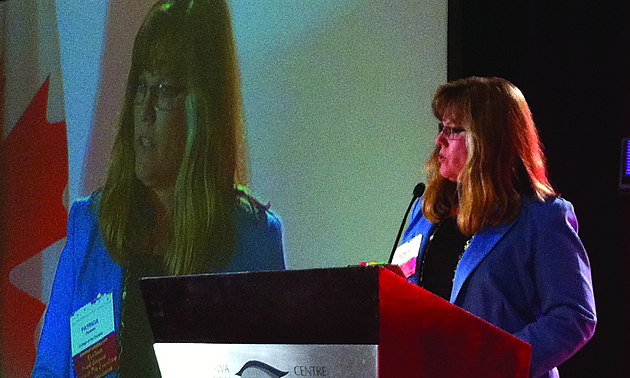 College of the Rockies Executive Director, International and Regional Development Patricia Bowron accepts the Gold Internationalization Excellence Award at the ACCC Annual Conference.