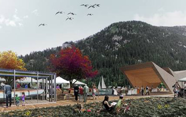 Artist's rendition of Hall Street Pier Project in Nelson showing covered gazebo area. 