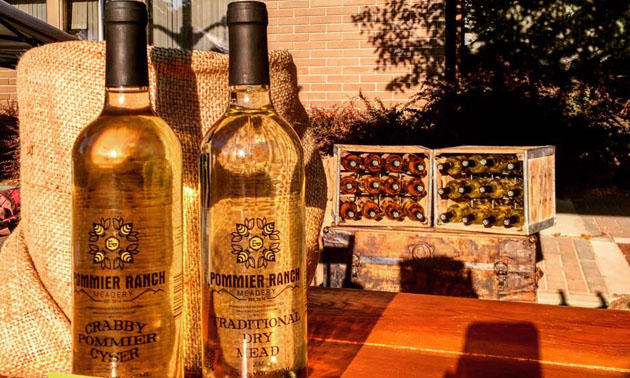 Bottles of mead from Pommier Ranch Meadery. 