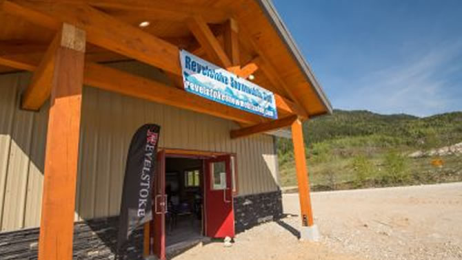 Picture of the new Revelstoke Snowmobile Welcome Centre. 