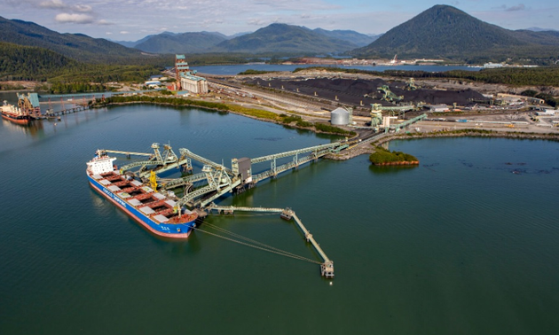 Aerial view of the Ridley Terminal in Prince Rupert, B.C. 