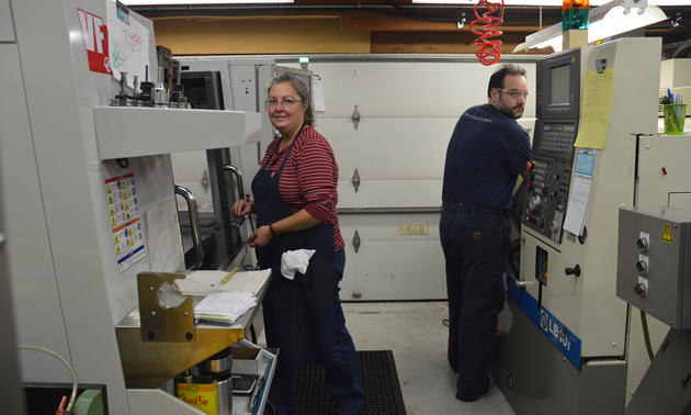 Linda Fairman and Robert Howard of Cranbrook, B.C., in Howard's machine shop